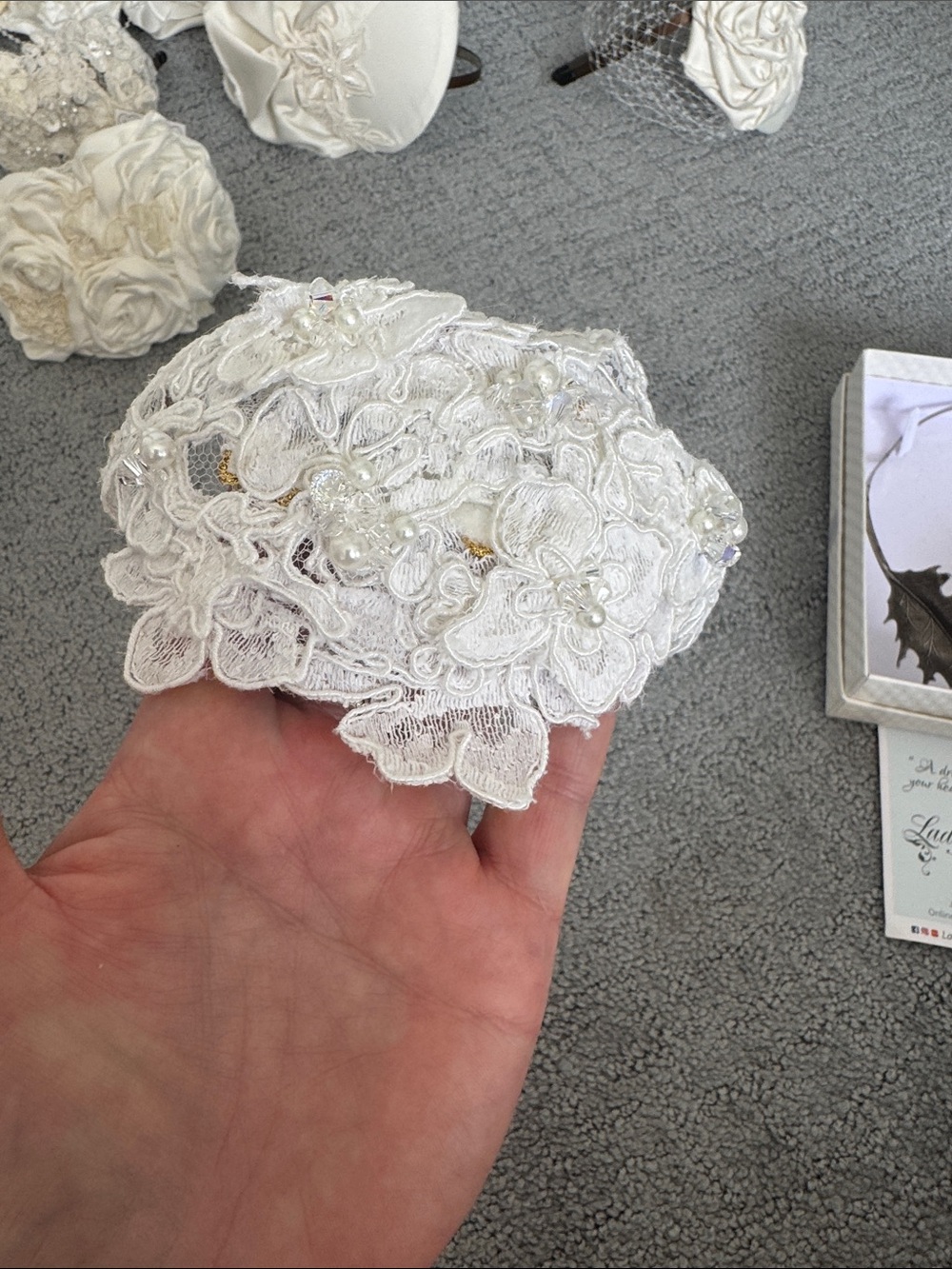 Ivory Lace Floral Beaded Headband